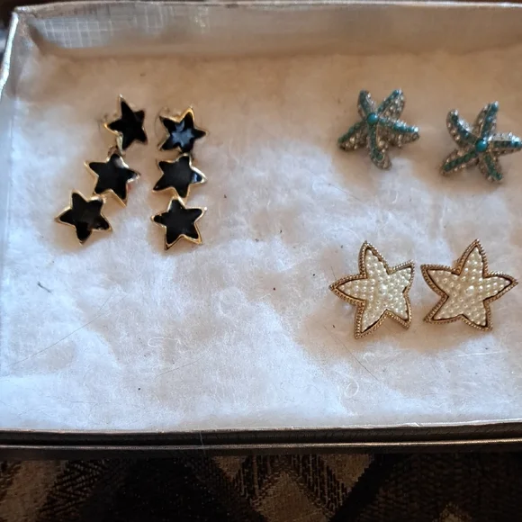 Starfish and Star Earrings - Three Pair - Picture 1 of 8